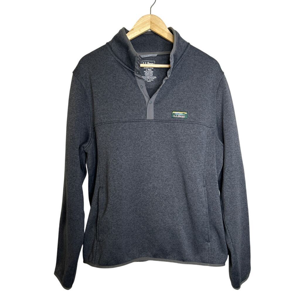 L.L.Bean Sweater Fleece Pullover Gray Size Large Comfy Outdoor Preppy‎